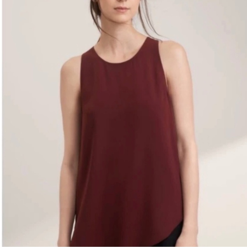 Aritzia Wilfred Sevres Blouse sleeveless dark brown zipper at back size large